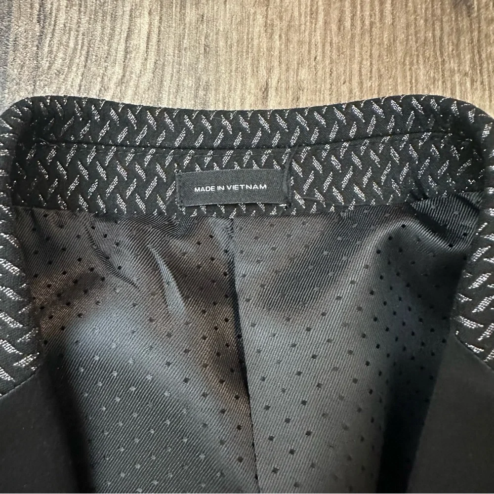JF J. Ferrar Evening Jacket Suit Sport Coat Blazer Sz 36 Reg Black Silver